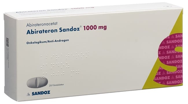 АБИРАТЕРОН SANDOZ 1000 мг ТАБЛЕТКИ, ПОКРЫТЫЕ ПЛЁНОЧНОЙ ОБОЛОЧКОЙ