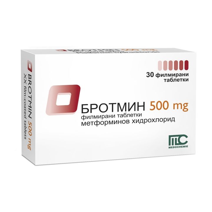 БРОТМИН 500 мг ТАБЛЕТКИ, ПОКРЫТЫЕ ПЛЁНОЧНОЙ ОБОЛОЧКОЙ