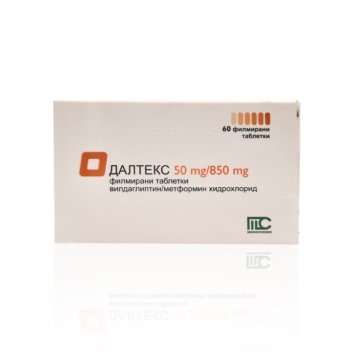 ДАЛТЕЗ 50 МГ/850 МГ ТАБЛЕТКИ, ПОКРЫТЫЕ ПЛЁНОЧНОЙ ОБОЛОЧКОЙ