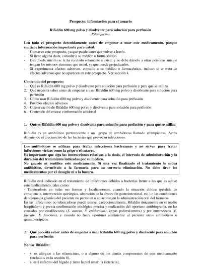 RIFALDIN 600 mg PROSZEK I ROZPUSZCZALNIK DO PRZYGOTOWANIA ROZTWORU DO WLEWU