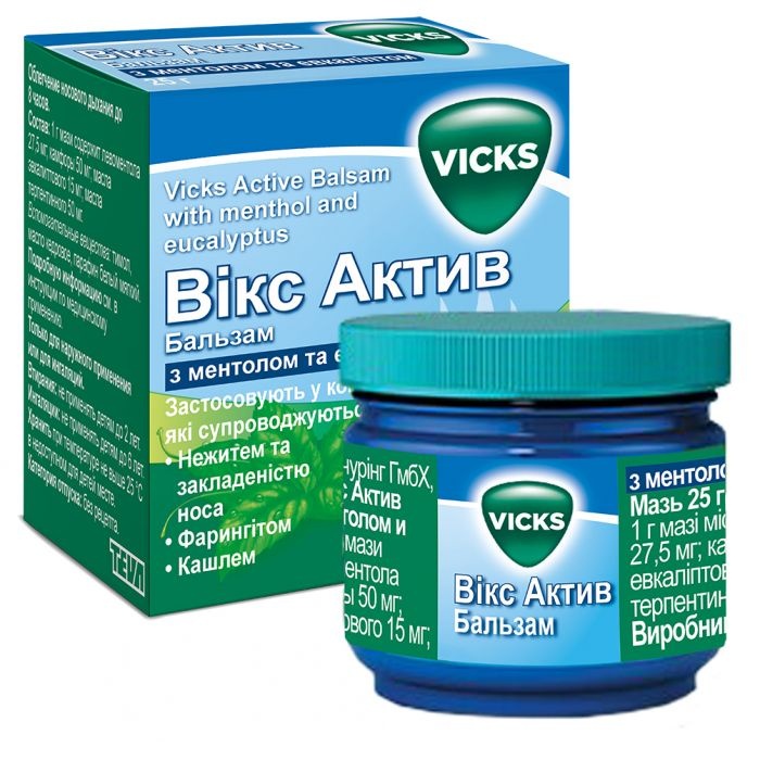 VIKS AKTIV BAL'ZAM Z MENTOLOM TA EVKALIPTOM